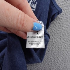 Chubbies The Relaxer Tank Top Mens Small Navy Blue Palm Graphic Sleeveless