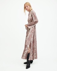 All Saints Womens Paisley Maxi Dress Cascade Long Sleeve / Sleeveless Viscose