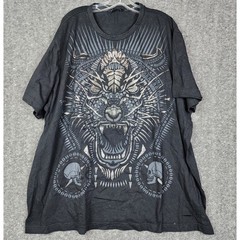 Sean John T-Shirt Mens 4XL Black Studded Tiger Skull Graphic Streetwear Y2K Tee