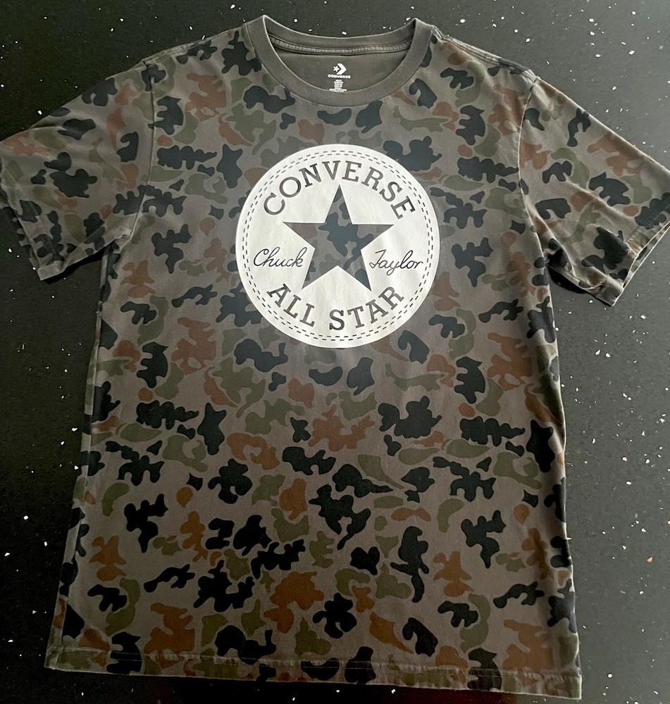 Converse Mens Chuck Taylor All Star T-Shirt, Camo, Medium Green Black
