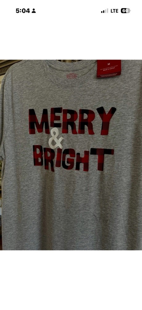 Wondershop Shirt Unisex SIZE Xl Merry & Bright Plaid Red Gray Christmas