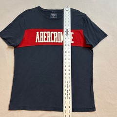 Vintage Abercrombie & Fitch Mens XL Navy Blue Red Stripe Logo T-Shirt Cotton