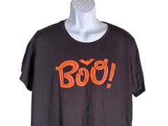 Way To Celebrate BOO Halloween Short Sleeve Crew Neck Black T-Shirt 2XL