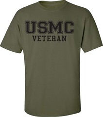 “USMC Veteran” Athletic logo Military Green Short Sleeve Tee Adult Small to 5XL