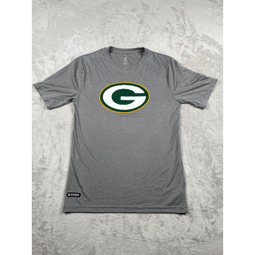 NFL Team Apparel Green Bay Packers Gray Performance T-Shirt Mens Small Combine