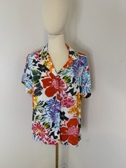 Jams World Epiphany Multicolor Floral Rayon Short Sleeve Button-Up Shirt Medium