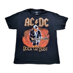 ACDC Rock Or Bust T-Shirt Black Adult Size Large Rock Band Angus Young