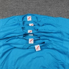 6 Vintage Jerzees Shirt Mens Large Blue Made USA NOS Blank Crewneck 390M CAB