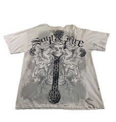 Mens 20s Urban Legend Soy & Fire White Graphic Tee Size L