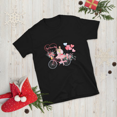 14 February Heart Day Holiday Happy Valentine’s Day T-Shirt, Bicycle Love Gift