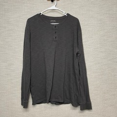 Vince Slub Cotton Henley XL Mens L/S Crew Neck Solid Taupe Minimalist Normcore