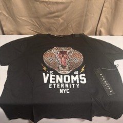 Eternity BC/AD shirt Black 2XL NWOT Faux Snake Skin Sleeves