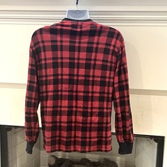 POLO RALPH LAUREN Checkered Plaid Long Sleeve Thermal Tee Red Black Size M L/S