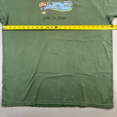 Life is Crap Mens XL T Shirt No Fishing Green Funny 100% Cotton