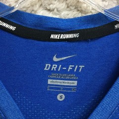 Nike Running Shirt Small Adult Blue Dri Fit Swoosh Short Sleeve Athletic Mens S