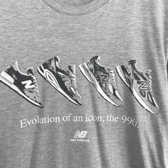 NEW BALANCE Shirt Mens L Evolution of an Icon 990 Essentials Tee Gray USA