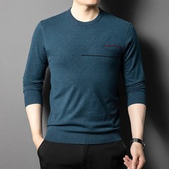 Anti-Pilling High-End Knit Men Pullover Sweater Jumper New Lightweight Round Nec
