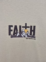 Beige ‘FAITH’ Man Of God Cross Front & Back Custom Graphic Short-Sleeve Tee
