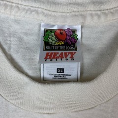 Vintage Fruit of the Loom Heavy Cotton T-Shirt XL Ivory Single Stitch USA Made