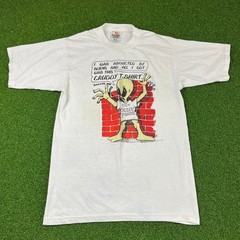 Vintage 90s Fruit of the Loom White Alien Character Cruddy T-Shirt Sz S