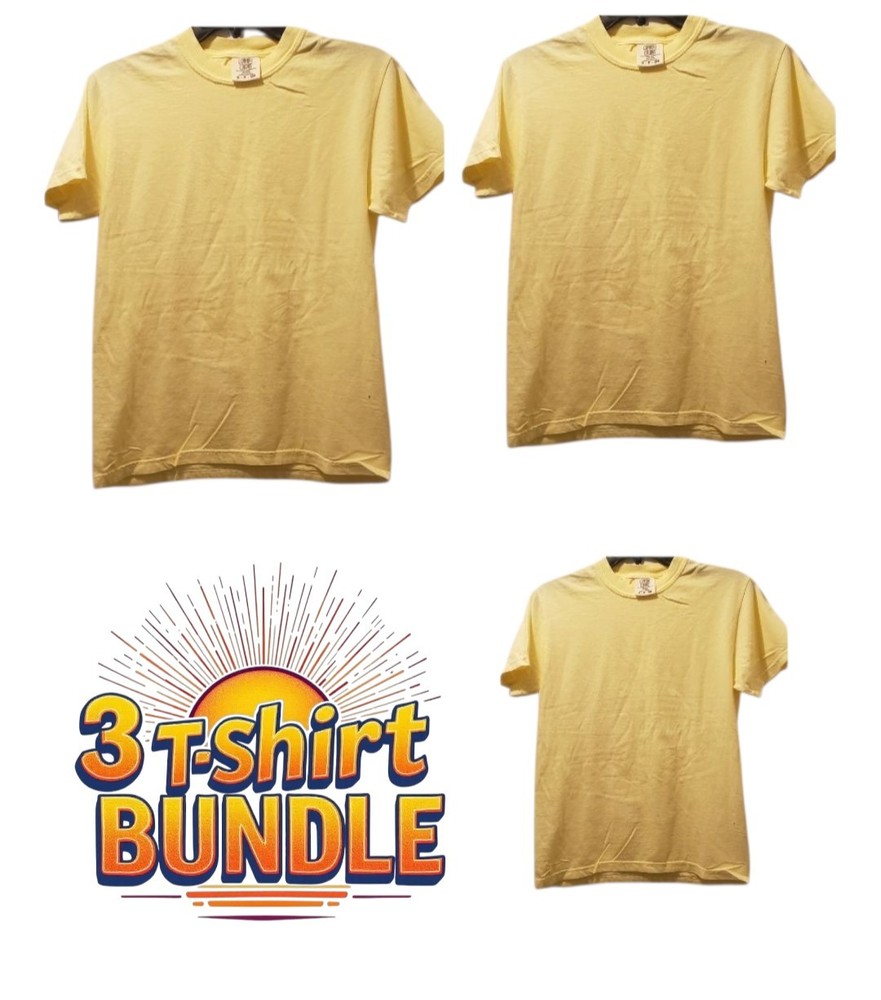 3 pack of Comfort Colors Yellow Adult Cotton Short Sleeve Crew Neck T Shirt