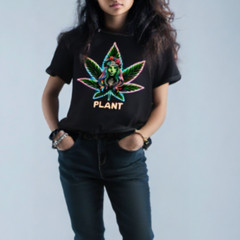 Poly-Cotton Blend Custon T-Shirt 420 weed Black XS/S/M/L/XL