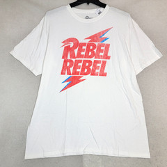 DAVID BOWIE Shirt Mens EXTRA LARGE XL WHITE Rebel Rebel Bolt NWT