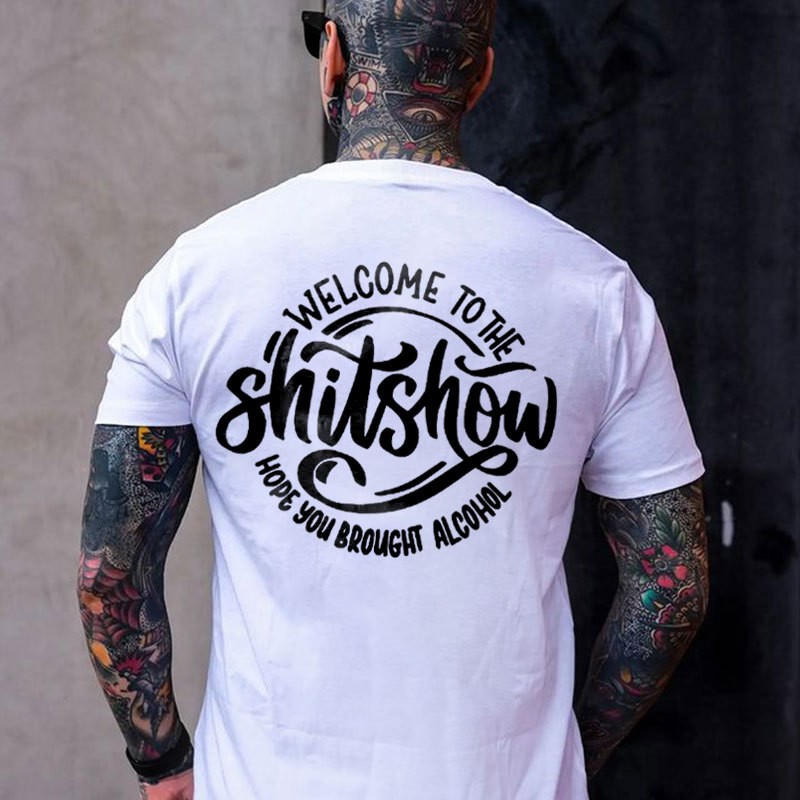 WELCOME TO THE SHITSHOW Letter Black Print Tee