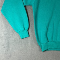 Vintage 1980’s Teal Blank Long Sleeve Crewneck Sweatshirt Made in USA Small