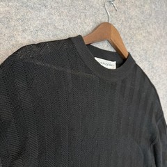 Jhane Barnes Textured Open Knit Shirt Mens Medium ? Black Breathable Italy