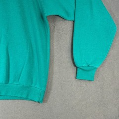 Vintage 1980’s Teal Blank Long Sleeve Crewneck Sweatshirt Made in USA Small