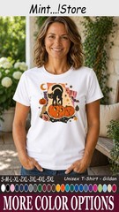 Cat Black Pumpkin Shirt, Cute Halloween Cat Lover Graphic Tee