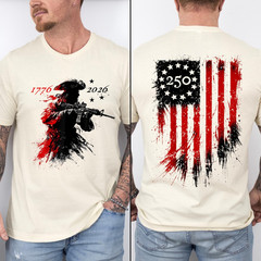 Tactical Revolutionary Soldier Shirt American Flag 250 Years Patriot 1776-2026