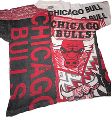 VINTAGE 90s CHICAGO BULLS MAGIC JOHNSON ALL OVER PRINT T SHIRT JORDAN RAP TEE L