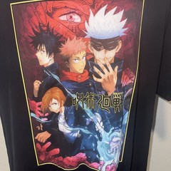 Jujutsu Kaisen Black Anime T-Shirt Size 2XL Short Sleeve Graphic Manga Tee Men’s