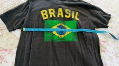 Brasil T Shirt, Brasil Flag Grey Green Yellow LG. Short Sleeve
