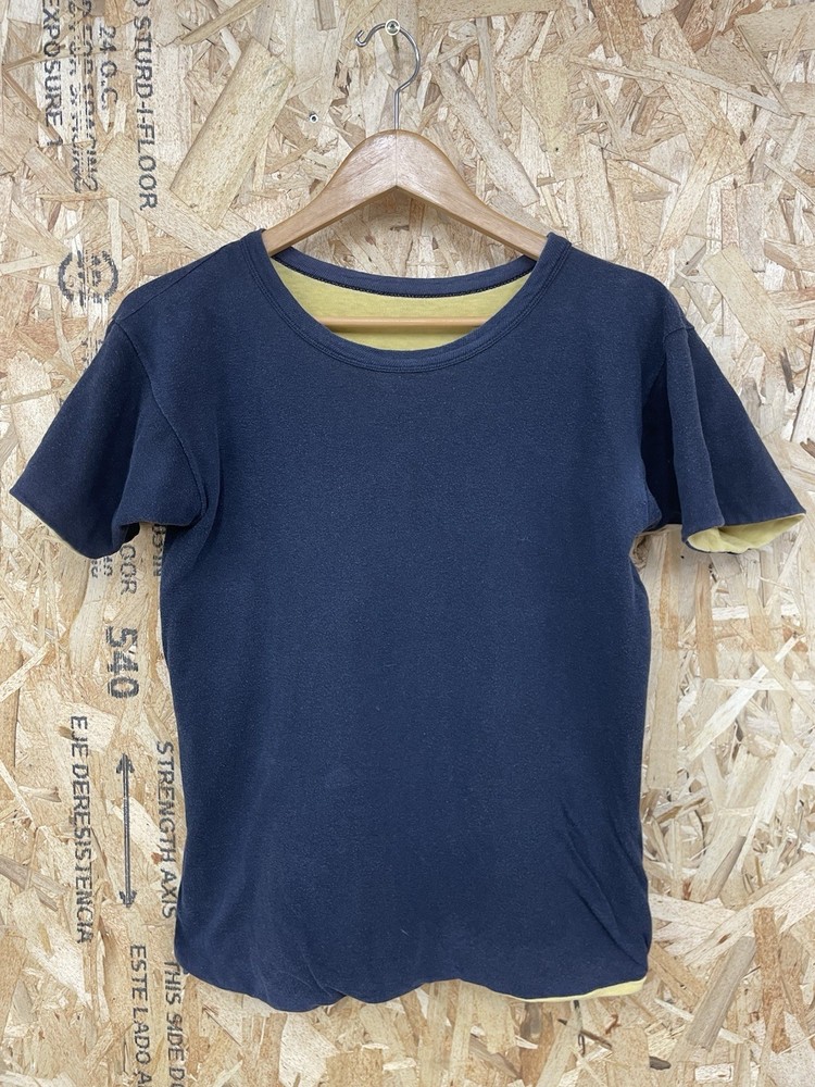 Vintage 50s 60s Wilton Two Tone Double Face Reversible Tshirt Yellow Blue Medium