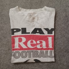 Vtg Big Ball Sports T Shirt Mens XL Gray Play Real Football Soccer Is Life 90s