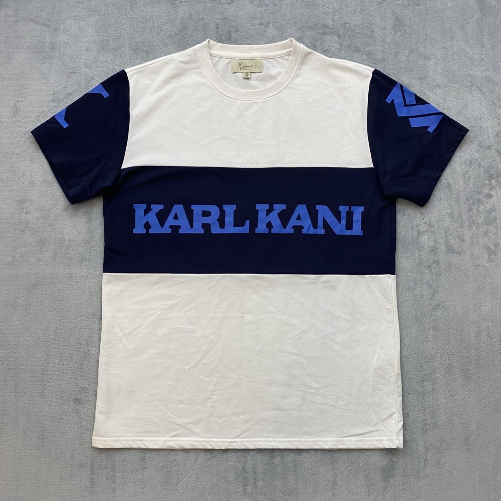 Vintage Karl Kani White Spell Out Logo T Shirt Mens XL Short Sleeve Tupac 90s