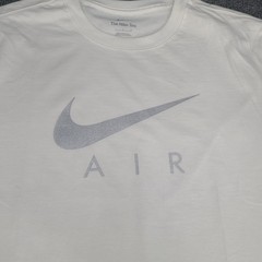 Nike Shirt Mens Large White Silver Air Swoosh Sportswear Lightweight Cotton Tee
