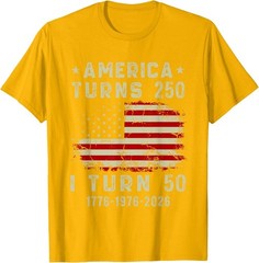Funny America Turns 250 I Turn 50 1976 50th Birthday T-Shirt
