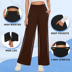 3 Pack Women’s Wide Leg Pants with Pockets High Waist Loose Sweatpants Casual…