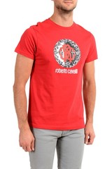 Roberto Cavalli “Beachwear” Men’s Red Graphic Print T-Shirt US 2XL IT 56