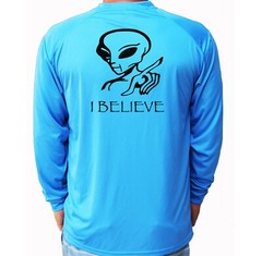 I Believe Aliens Alien Fun Hiking Fish Long Sleeve UPF 50 T-Shirt UV Protection