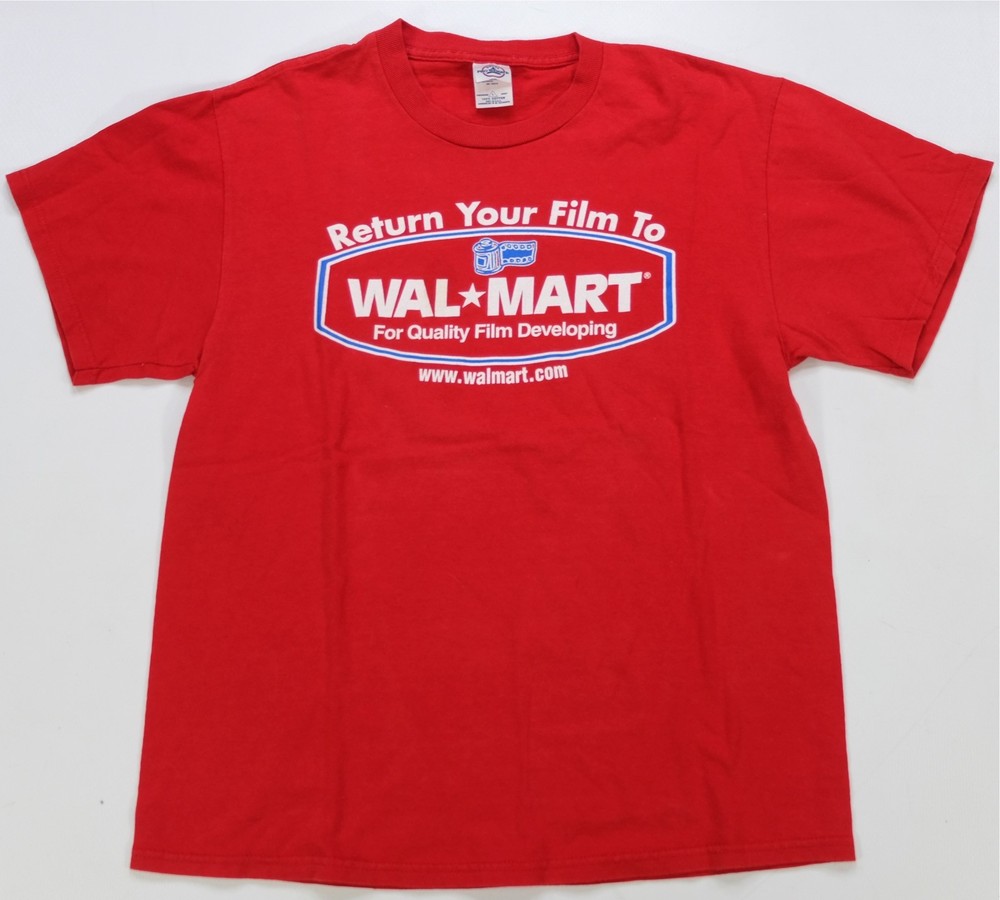 Rare VTG DELTA Walmart Film Developing Graphic T Shirt Y2K Camera Promo Red SZ L