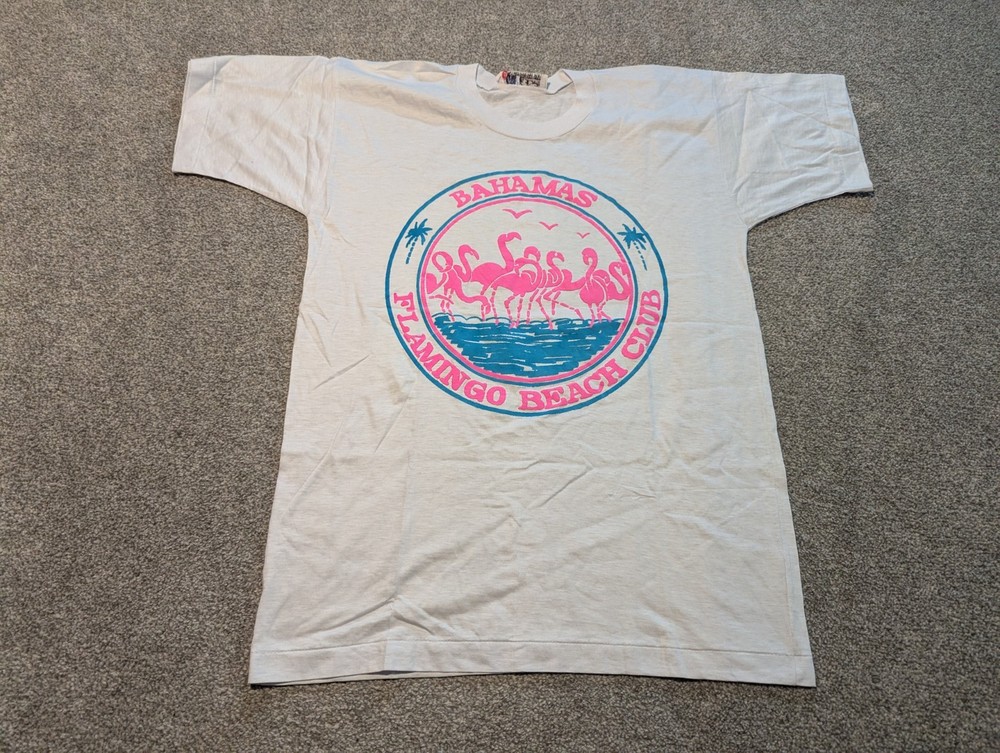 Vintage Bahamas Shirt Mens Large? Flamingo Beach Club 1970s 80s Double Bull