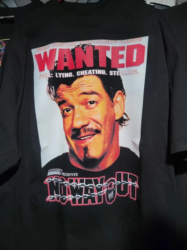 WANTED NO WAY OUT EDDIE GUERRERO ON SHAKA HEAVYWEIGHT GARMET DYED T SHIRT