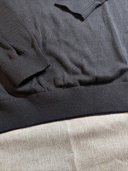Pure Cotton Knitted Open Collar Long Sleeve Black Small-Brand Tailored Athlete