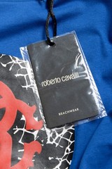 Roberto Cavalli “Beachwear” Men’s Blue Graphic Print T-Shirt US 2XL IT 56