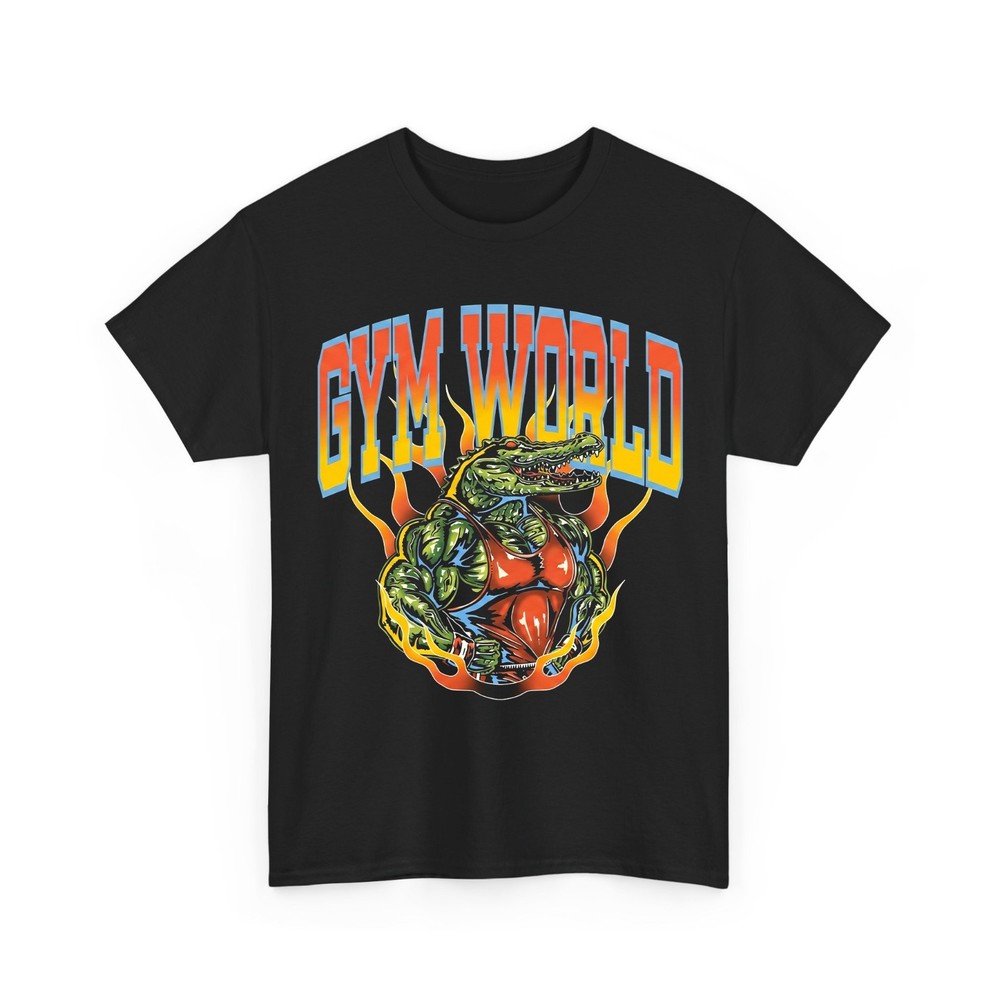 Muscle Alligator Bodybuilding Gym Workout Graphic T-Shirt Retro Streetwear
